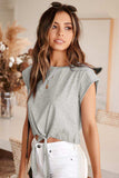 Tied Round Neck Crop Tee - Trendsi - Flyclothing LLC
