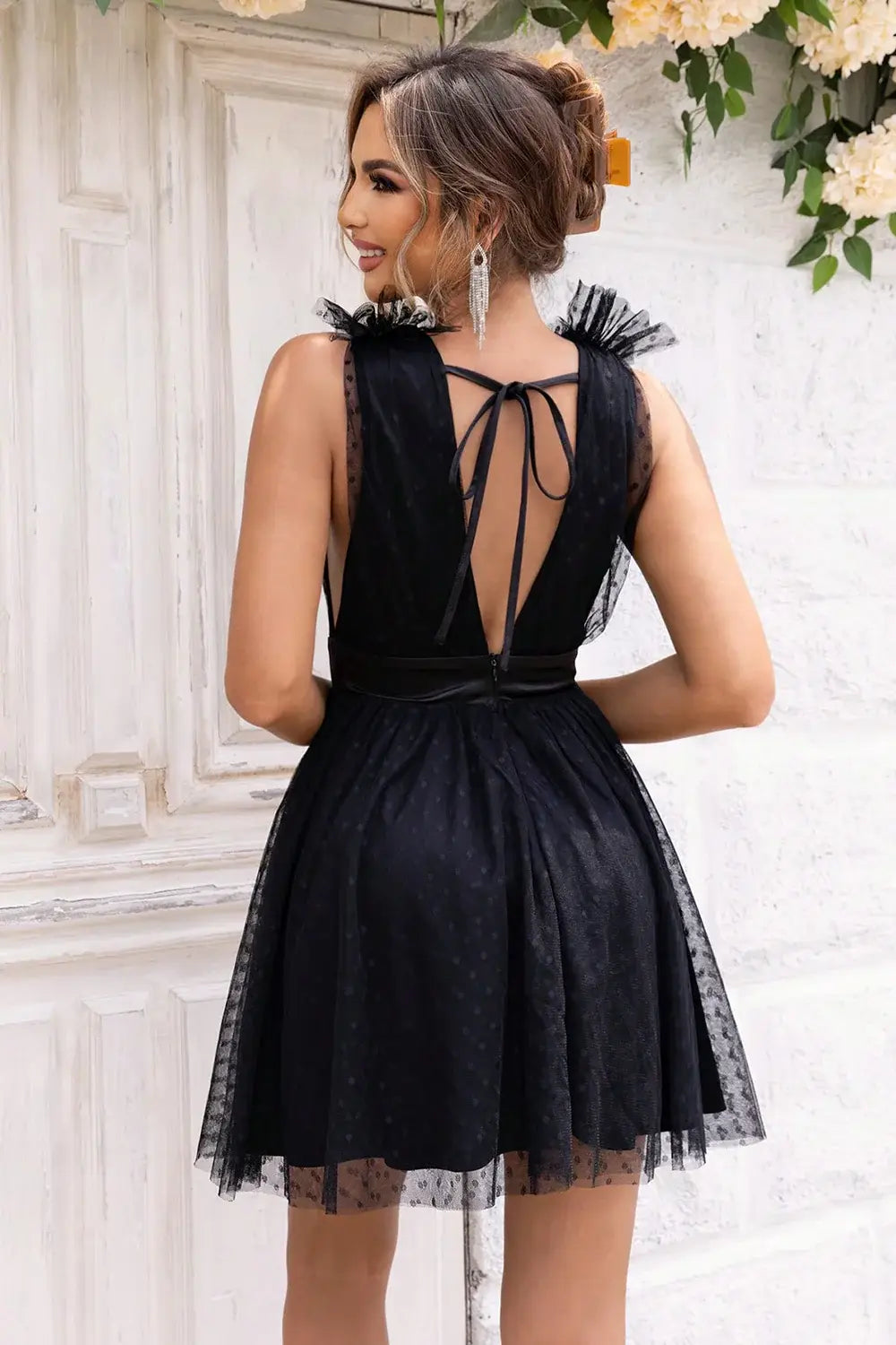 Open Back Sleeveless Mesh Dress - Trendsi - Flyclothing LLC
