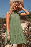 Tie Back Sleeveless Tiered Dress - Trendsi