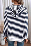 Striped Long Sleeve Hoodie - Trendsi - Flyclothing LLC