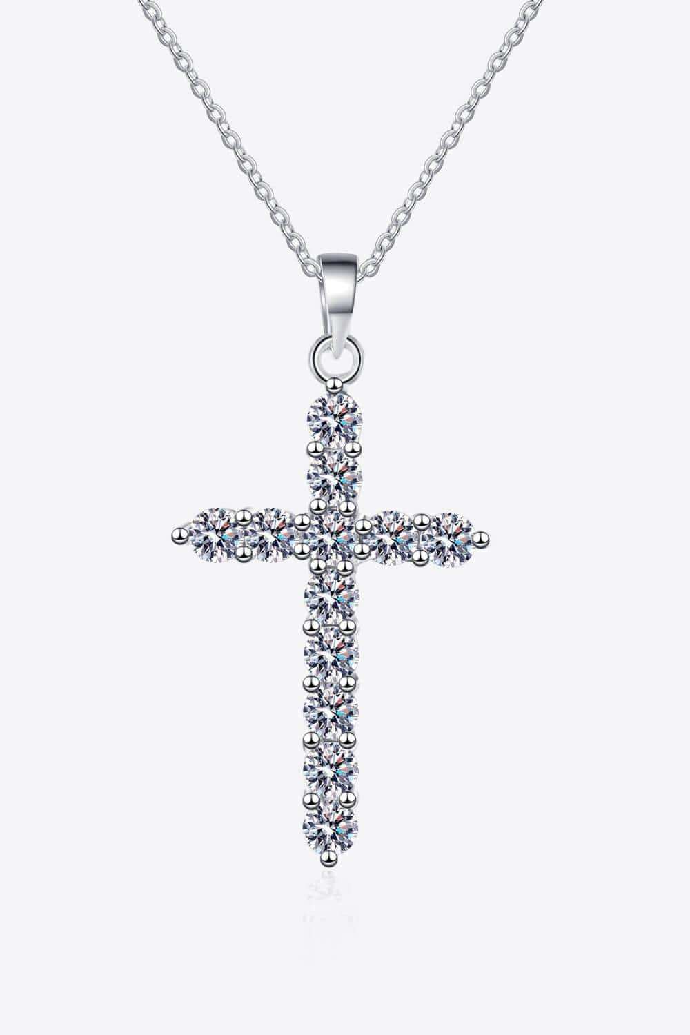 925 Sterling Silver Cross Moissanite Necklace - Trendsi - Flyclothing LLC