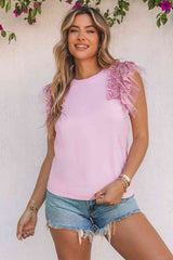 Sequin Round Neck Tank - Trendsi - Flyclothing LLC