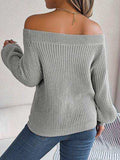 Openwork Off-Shoulder Long Sleeve Sweater - Trendsi - Flyclothing LLC