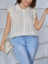 Plus Size Ruffled Cap Sleeve Shirt - Trendsi - Flyclothing LLC
