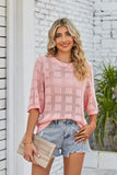 Ribbed Trim Round Neck Knit Top - Trendsi