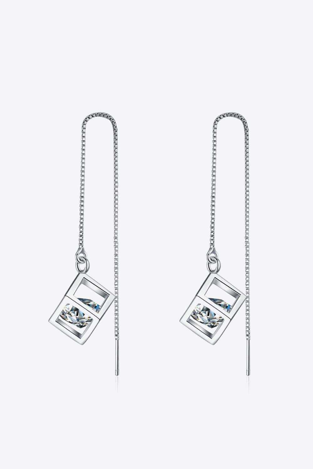 2 Carat Moissanite 925 Sterling Silver Threader Earrings - Trendsi - Flyclothing LLC
