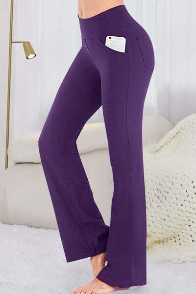Pocketed High Waist Active Pants - Trendsi - Flyclothing LLC