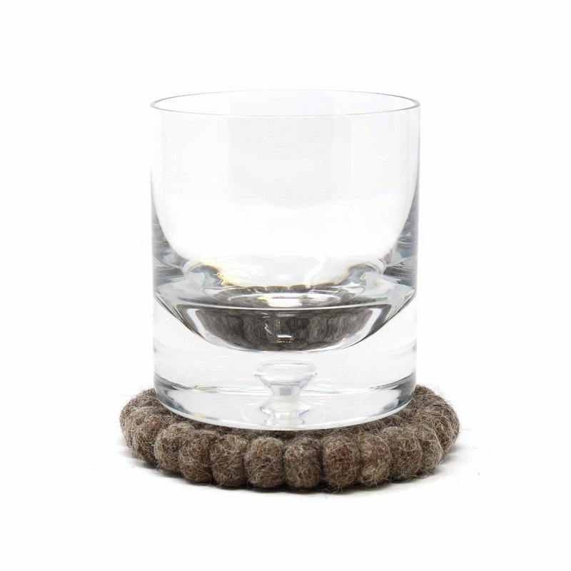 Hand Crafted Felt Ball Coasters from Nepal: 4-pack, Dark Grey - Global Groove (T) - Global Groove