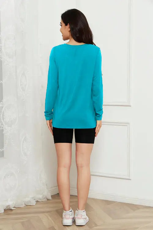 Basic Bae Full Size V-Neck Long Sleeve Top - Trendsi - Flyclothing LLC