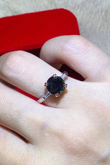 2 Carat Black Moissanite Platinum-Plated Ring - Trendsi