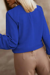 Button Up Round Neck Long Sleeve Shirt - Trendsi - Flyclothing LLC