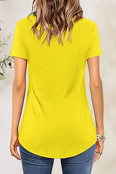 Crisscross Short Sleeve T-Shirt - Trendsi - Flyclothing LLC