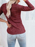 Round Neck Buttoned Long Sleeve T-Shirt - Trendsi - Flyclothing LLC