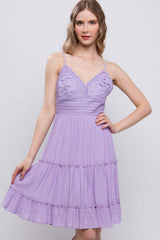 LOVE TREE Lace Detail Tied V-Neck Mini Cami Dress - Trendsi - Flyclothing LLC