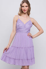 LOVE TREE Lace Detail Tied V-Neck Mini Cami Dress - Trendsi