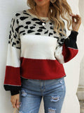Color Block Round Neck Sweater - Trendsi - Flyclothing LLC