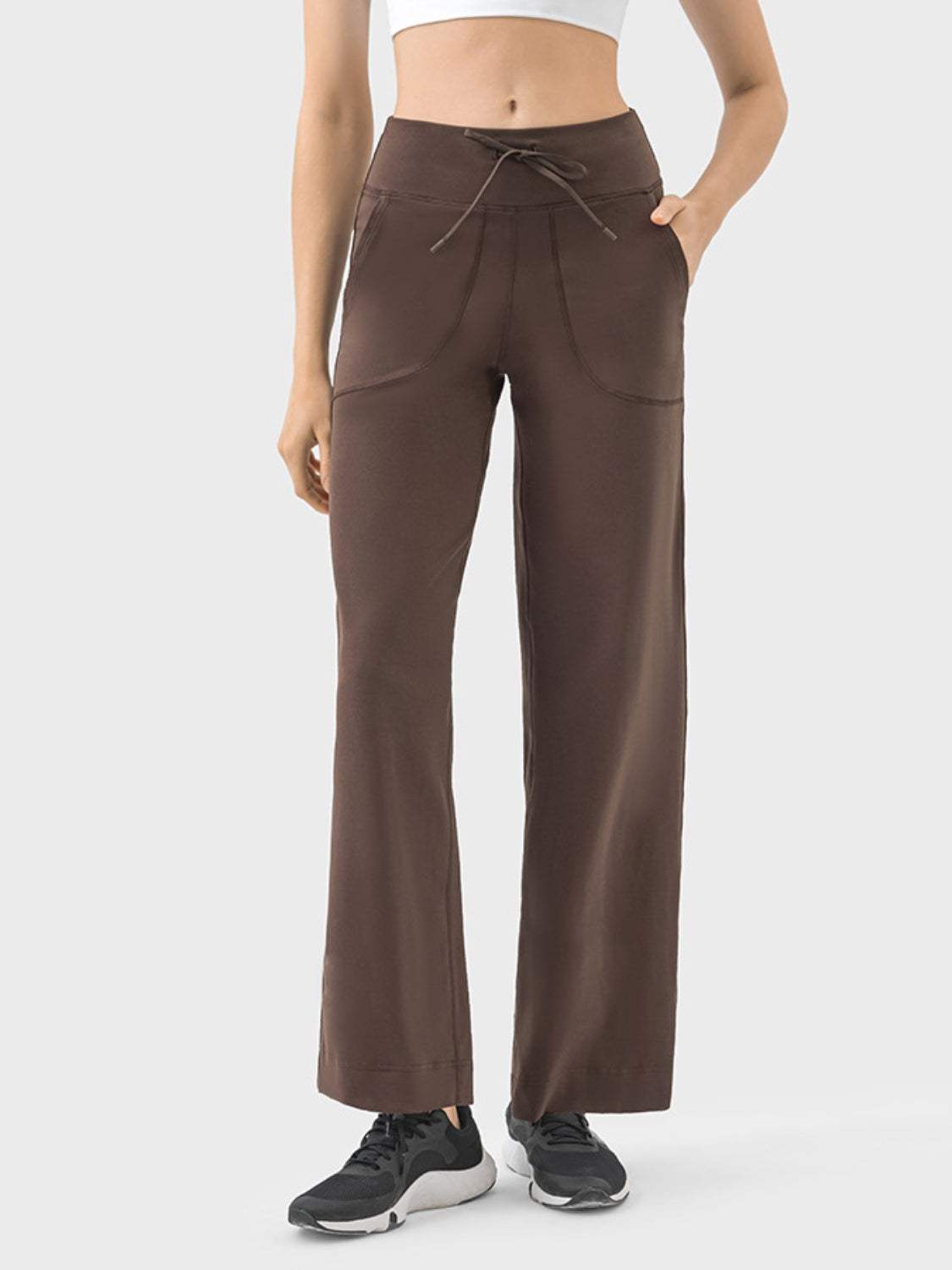 Drawstring Active Pants with Pockets - Trendsi - Flyclothing LLC