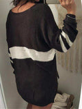 Striped V-Neck Long Sleeve Sweater - Trendsi - Flyclothing LLC