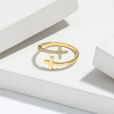 Zircon 925 Sterling Silver Double Cross Bypass Ring - Flyclothing LLC