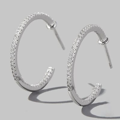 Zircon 925 Sterling Silver C-Hoop Earrings - Flyclothing LLC