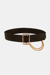 PU Leather Wide Belt with Chain - Trendsi - Flyclothing LLC
