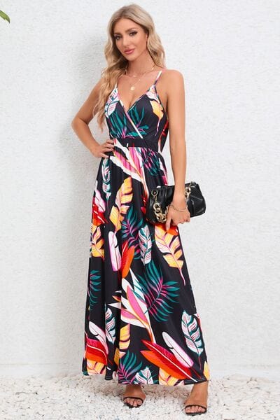 Printed Surplice Maxi Cami Dress - Trendsi