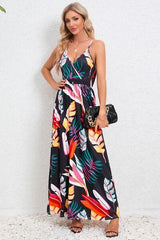 Printed Surplice Maxi Cami Dress - Trendsi