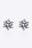 1 Carat Moissanite Rhodium-Plated Stud Earrings - Trendsi - Flyclothing LLC