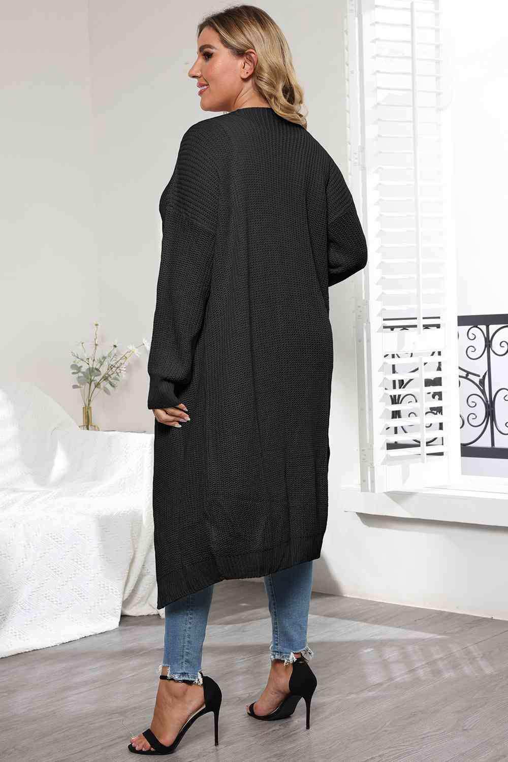 Plus Size Open Front Long Sleeve Cardigan - Trendsi - Flyclothing LLC