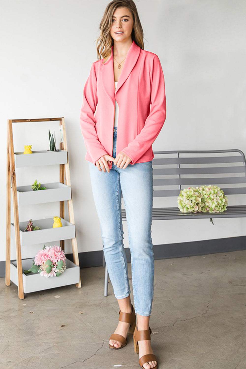 Heimish Open Front Long Sleeve Blazer - Trendsi - Flyclothing LLC