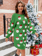 Round Neck Dropped Shoulder Sweater Dress - Trendsi - Flyclothing LLC