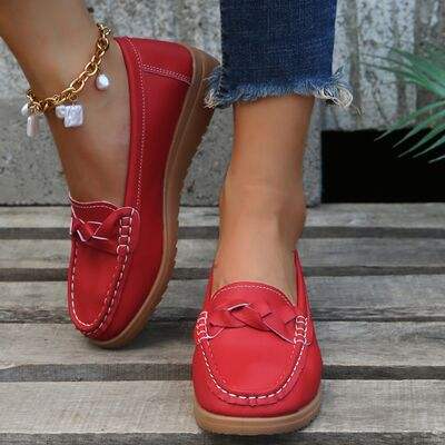 Weave Wedge Heeled Loafers - Trendsi - Flyclothing LLC
