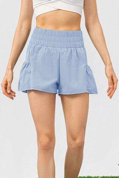 Elastic Waist Pocketed Active Shorts - Trendsi - Flyclothing LLC