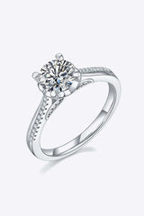 1 Carat Moissanite 925 Sterling Silver Side Stone Ring - Trendsi - Flyclothing LLC