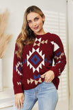 HEYSON Full Size Aztec Soft Fuzzy Sweater - Trendsi - Flyclothing LLC