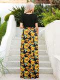 Printed Round Neck Short Sleeve Maxi Dress - Trendsi - Flyclothing LLC
