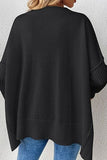 Slit V-Neck Dropped Shoulder Sweater - Trendsi
