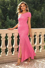 One-Shoulder Ruched Maxi Dress - Trendsi - Flyclothing LLC