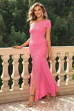 One-Shoulder Ruched Maxi Dress - Trendsi - Flyclothing LLC