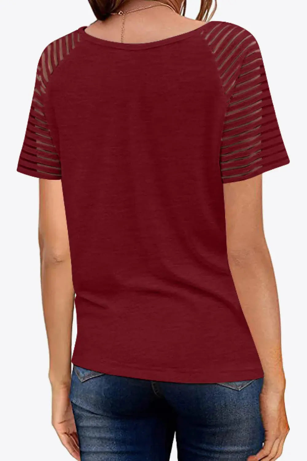V-Neck Raglan Sleeve Tee - Trendsi - Flyclothing LLC