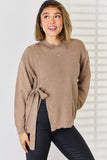 Slit Tied Dropped Shoulder Sweater - Trendsi