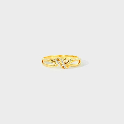 925 Sterling Silver Inlaid Zircon Wrapped Knot Ring - Trendsi