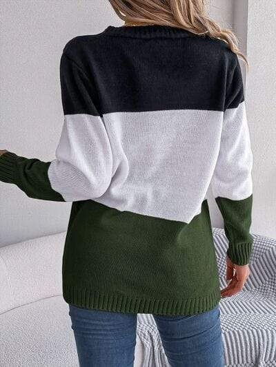 Cable-Knit Striped Button Up Cardigan - Trendsi - Flyclothing LLC