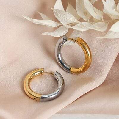 18K Gold-Plated Huggie Earrings - Trendsi - Flyclothing LLC