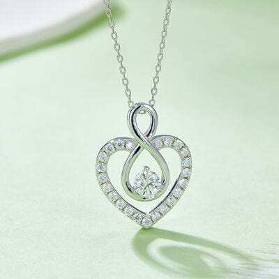 1 Carat Moissanite 925 Sterling Silver Heart Shape Necklace - Trendsi - Flyclothing LLC