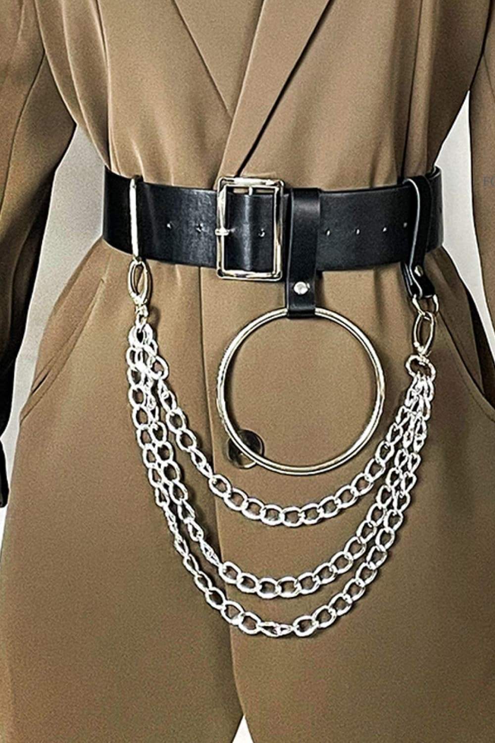 PU Belt with Chain - Trendsi - Flyclothing LLC
