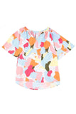 Printed Notched Neck Half Sleeve Blouse - Trendsi - Flyclothing LLC