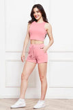Round Neck Tank and Drawstring Shorts Set - Trendsi