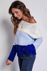 Color Block Horizontal Ribbing Sweater - Trendsi
