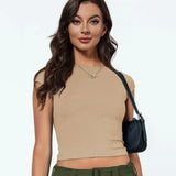 Round Neck Backless Short Sleeve Tee - Trendsi - Flyclothing LLC
